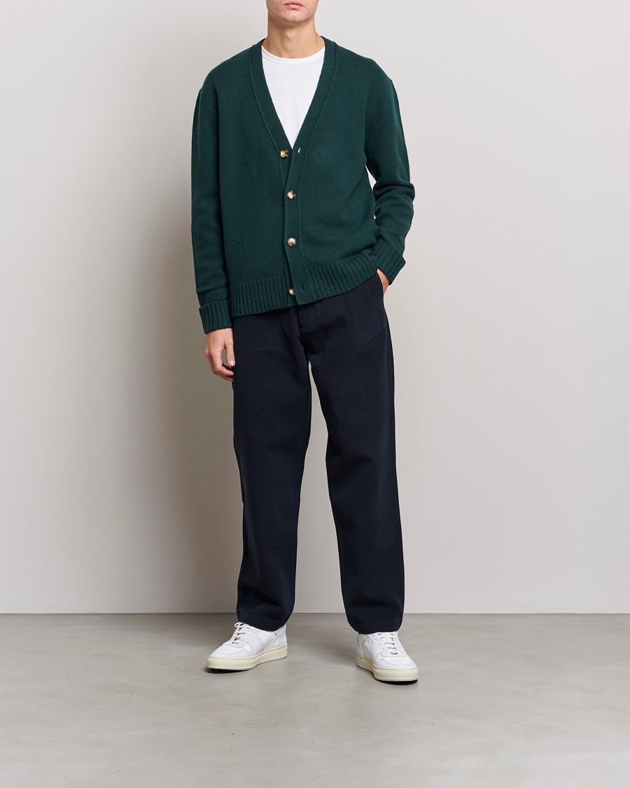 Herren | Pullover | A Day's March | Snag Lambswool Cardigan Bottle Green