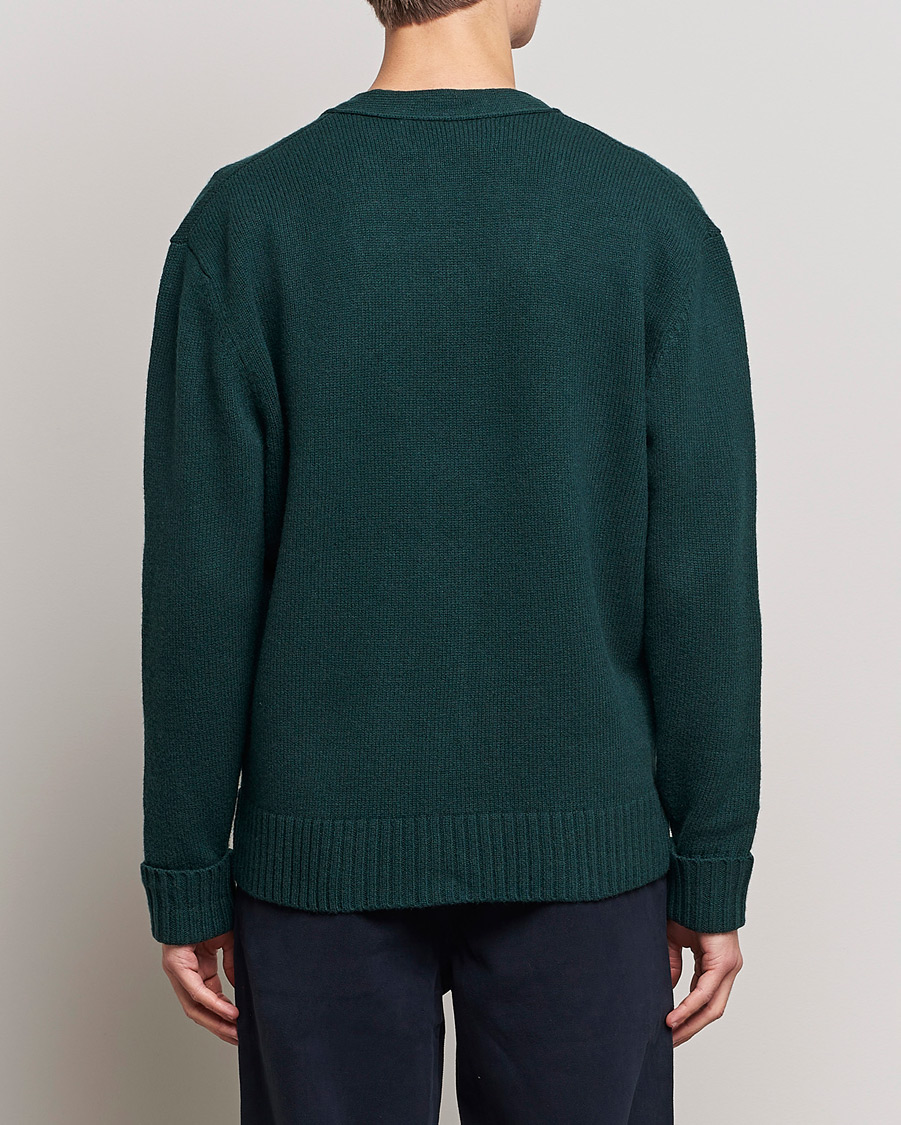 Herren | Pullover | A Day's March | Snag Lambswool Cardigan Bottle Green