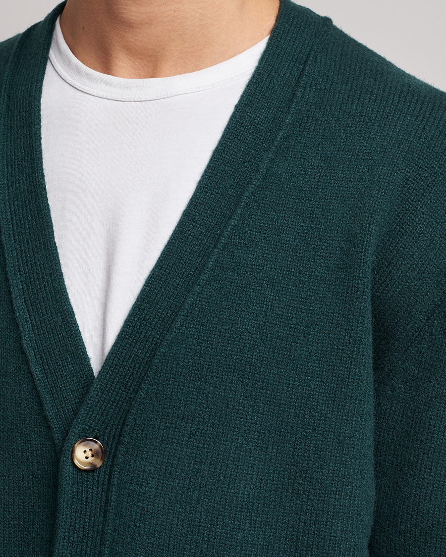 Herren | Pullover | A Day's March | Snag Lambswool Cardigan Bottle Green