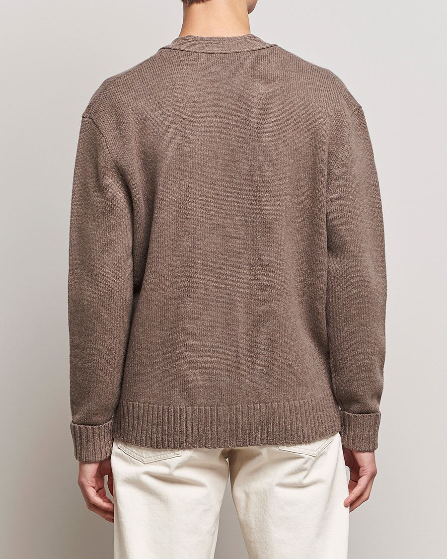 Herren | Pullover | A Day's March | Snag Lambswool Cardigan Taupe Melange