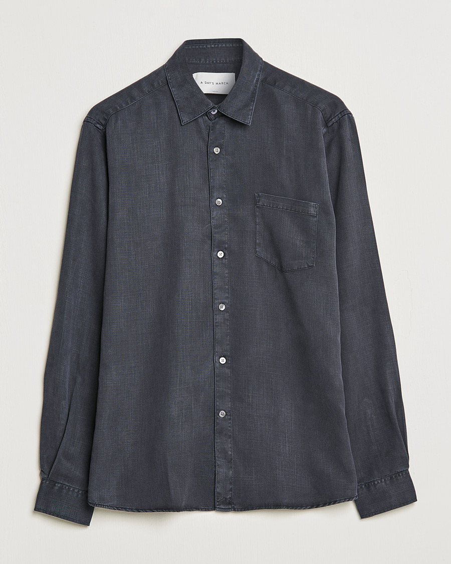 Herren | Hemden | A Day's March | Daintree Tencel Shirt Off Black