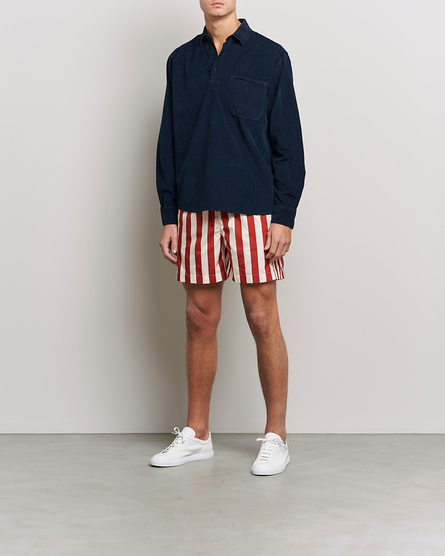 Herren | Badehosen | Orlebar Brown | Bulldog Drawcord Mix Stripe Swim Shorts Vermillion