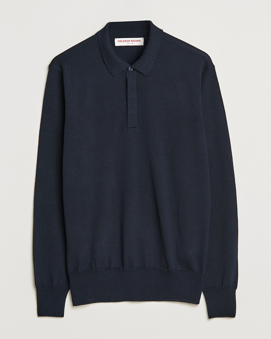 Herren | Pullover | Orlebar Brown | Ebro OB Stripe Merino Poloshirt Night Iris