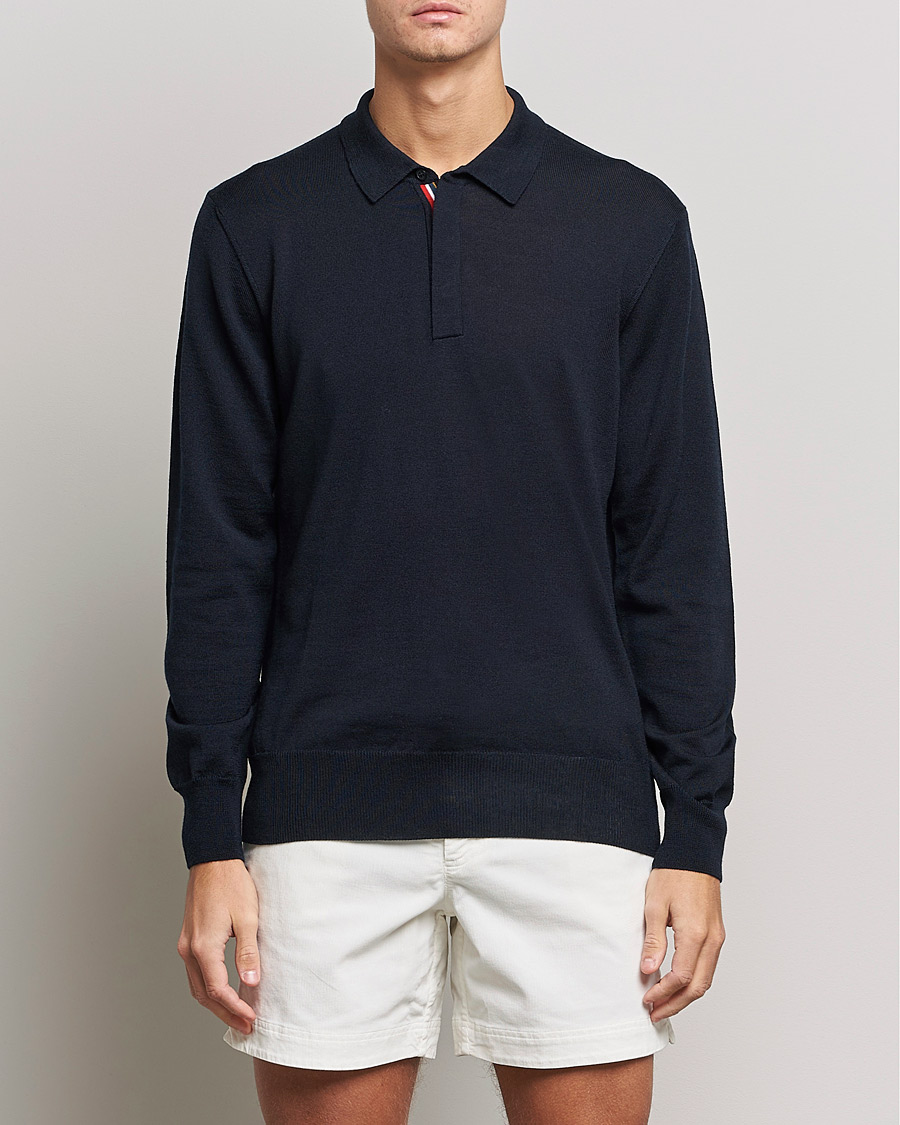 Herren | Pullover | Orlebar Brown | Ebro OB Stripe Merino Poloshirt Night Iris