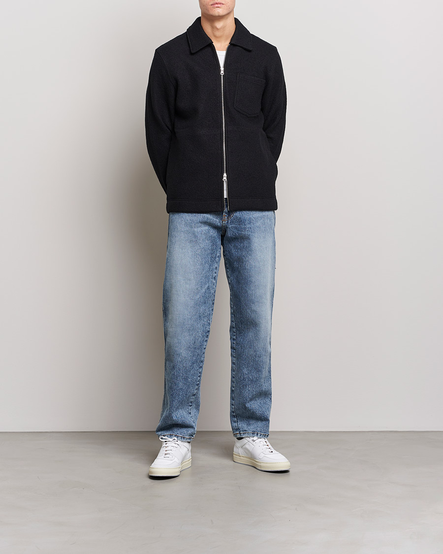 Herren | Hemden | Samsøe Samsøe | Samsøe & Samsøe Hannes Boiled Wool Full Zip Overshirt Black