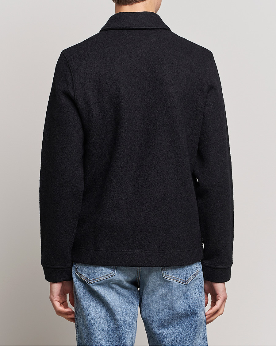 Herren | Hemden | Samsøe Samsøe | Samsøe & Samsøe Hannes Boiled Wool Full Zip Overshirt Black