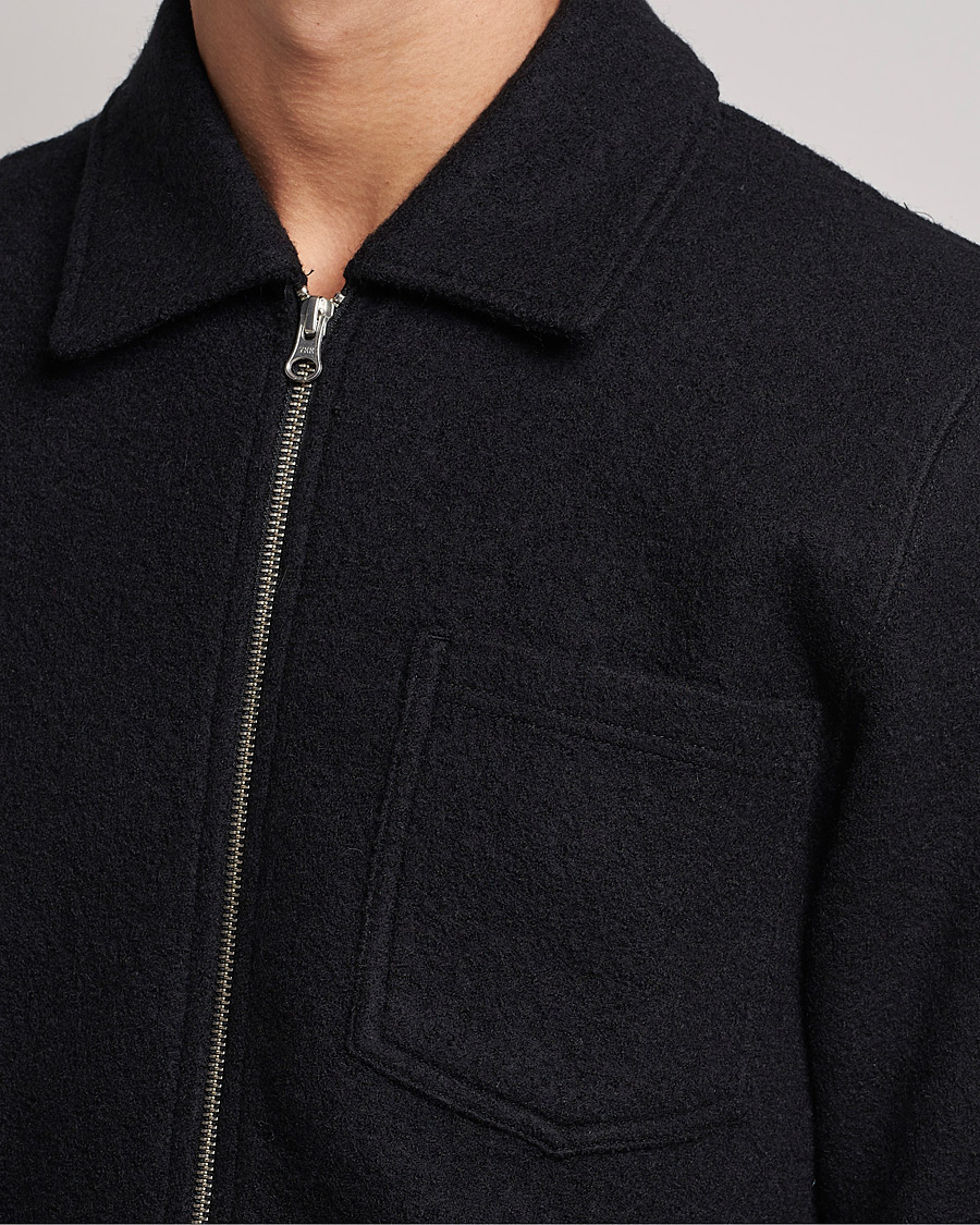 Herren | Hemden | Samsøe Samsøe | Samsøe & Samsøe Hannes Boiled Wool Full Zip Overshirt Black