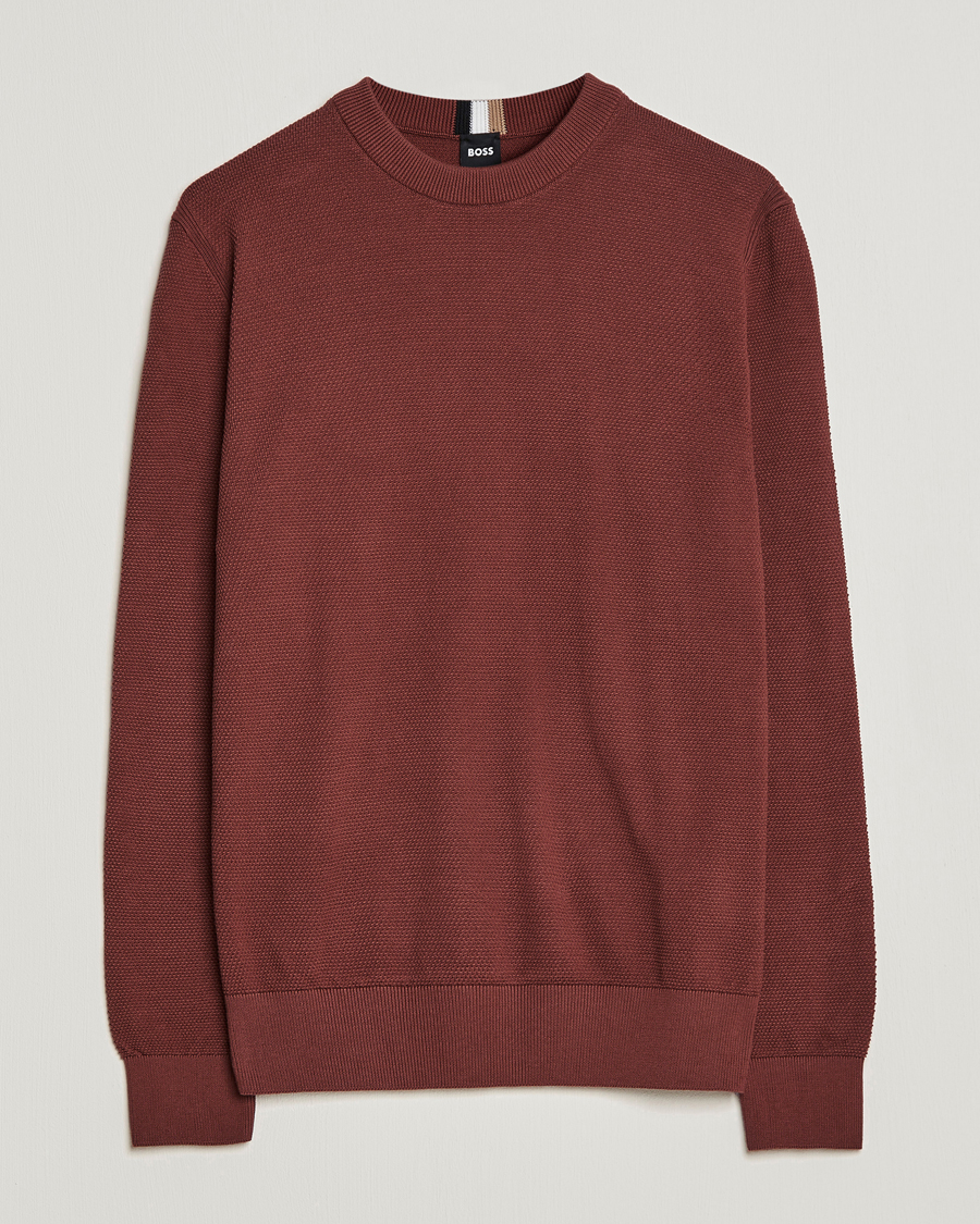 Herren | Pullover | BOSS BLACK | Ecaio Knitted Structured Sweater Medium Brown