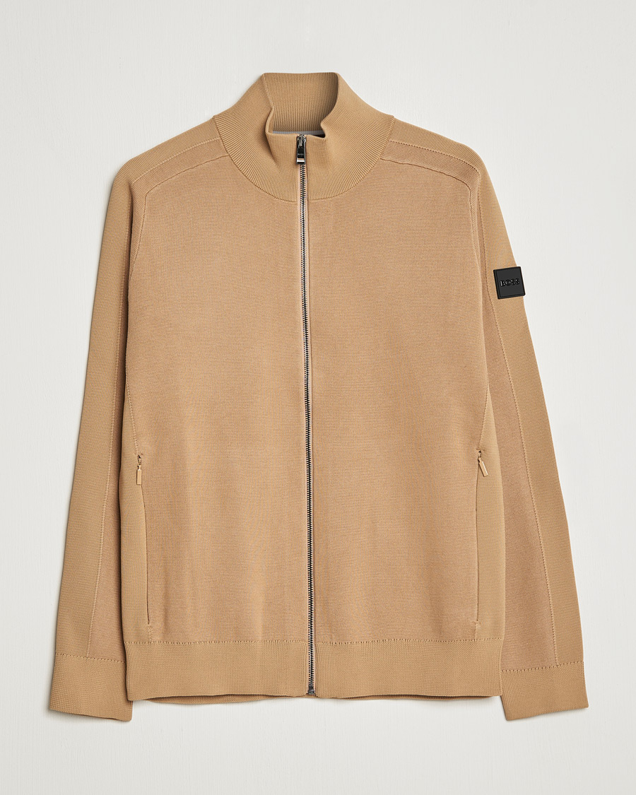 Herren | Pullover | BOSS BLACK | Fisio Knitted Full Zip Medium Beige