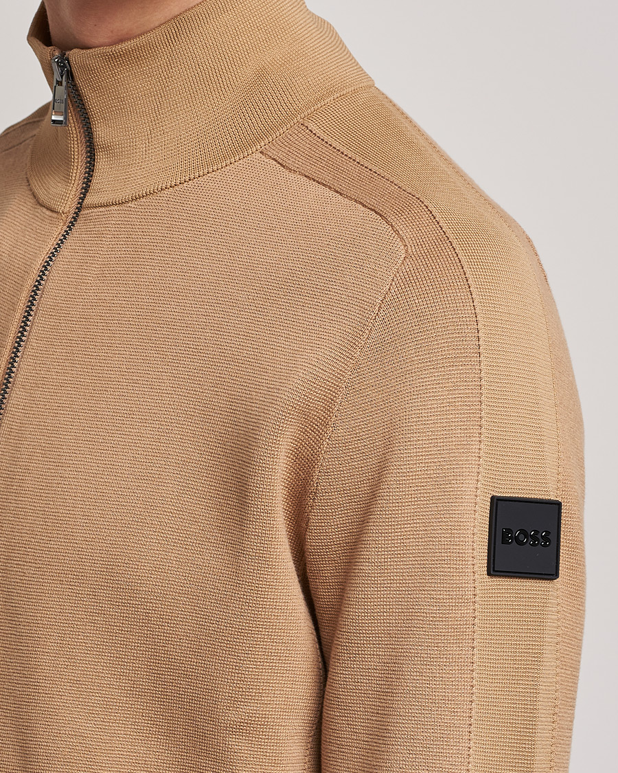 Herren | Pullover | BOSS BLACK | Fisio Knitted Full Zip Medium Beige