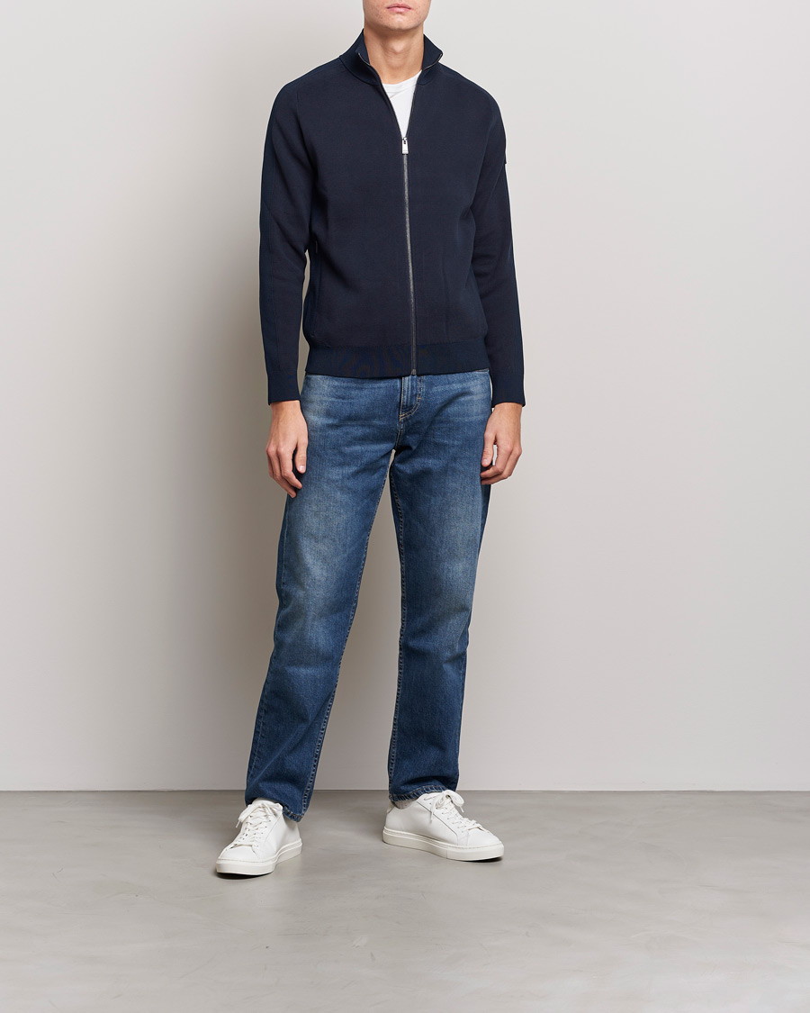 Herren | Pullover | BOSS BLACK | Fisio Knitted Full Zip Dark Blue