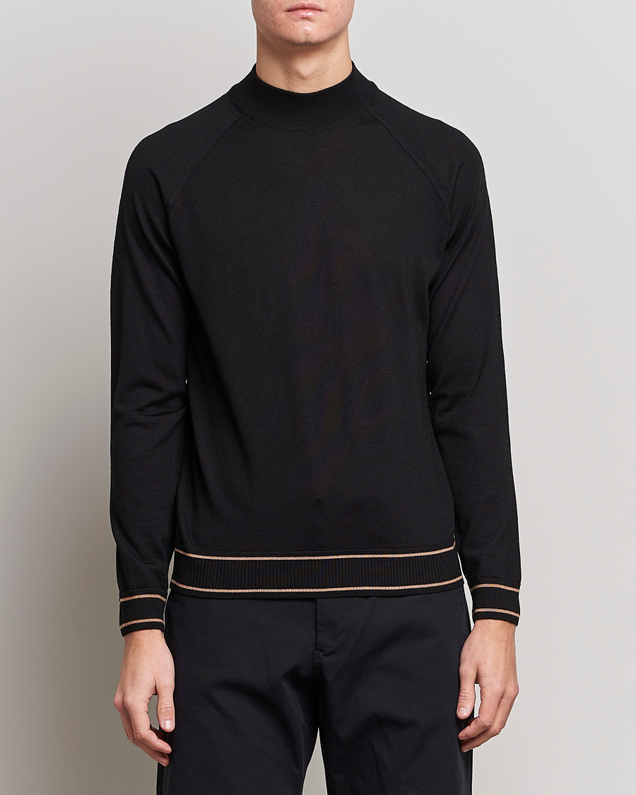 Herren | Pullover | BOSS BLACK | Favino Knitted Mock Neck Sweater Black