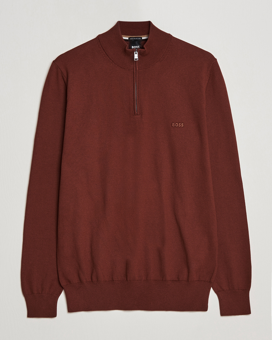 Herren | Pullover | BOSS BLACK | Padro Merino Knitted Half Zip Medium Brown
