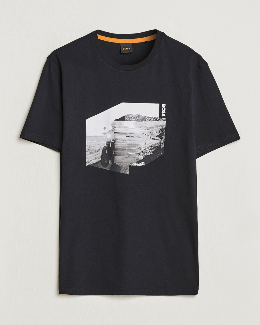 Herren | T-Shirts | BOSS ORANGE | Teglow Photoprint Crew Neck T-Shirt Black