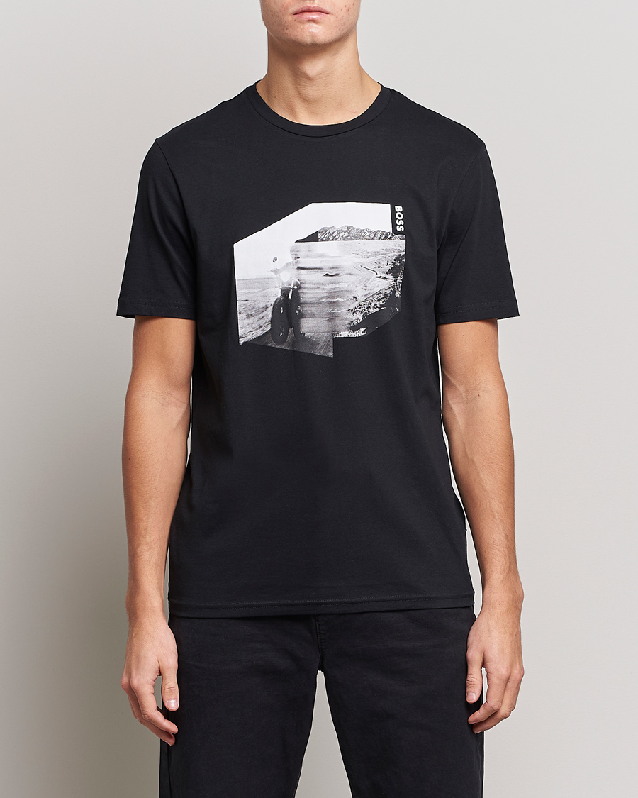 Herren | T-Shirts | BOSS ORANGE | Teglow Photoprint Crew Neck T-Shirt Black