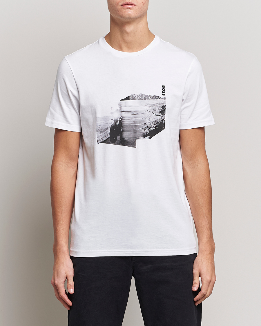 Herren | BOSS Casual | BOSS Casual | Teglow Photoprint Crew Neck T-Shirt White