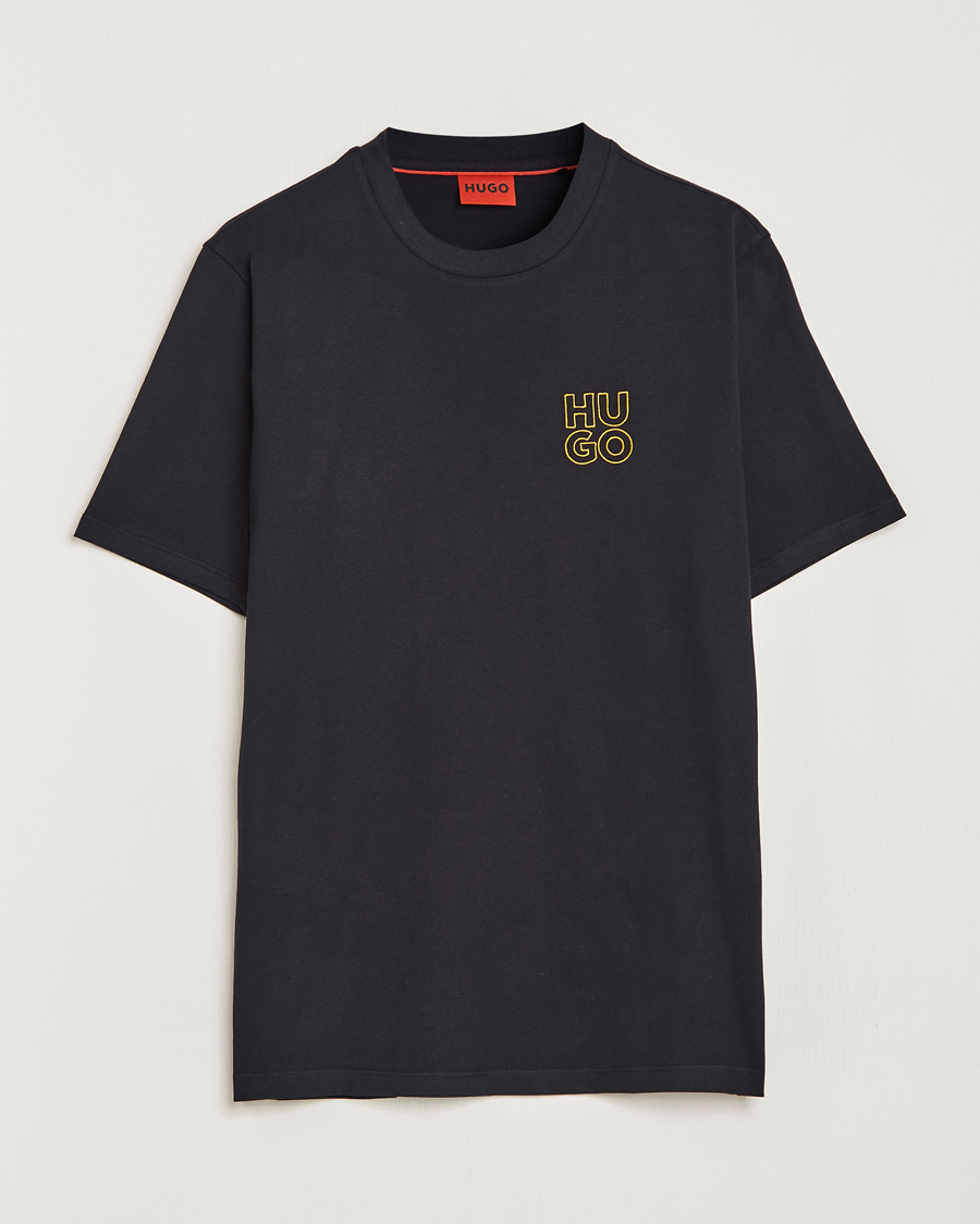 Herren | T-Shirts | HUGO | Daiman Logo Crew Neck T-Shirt Black