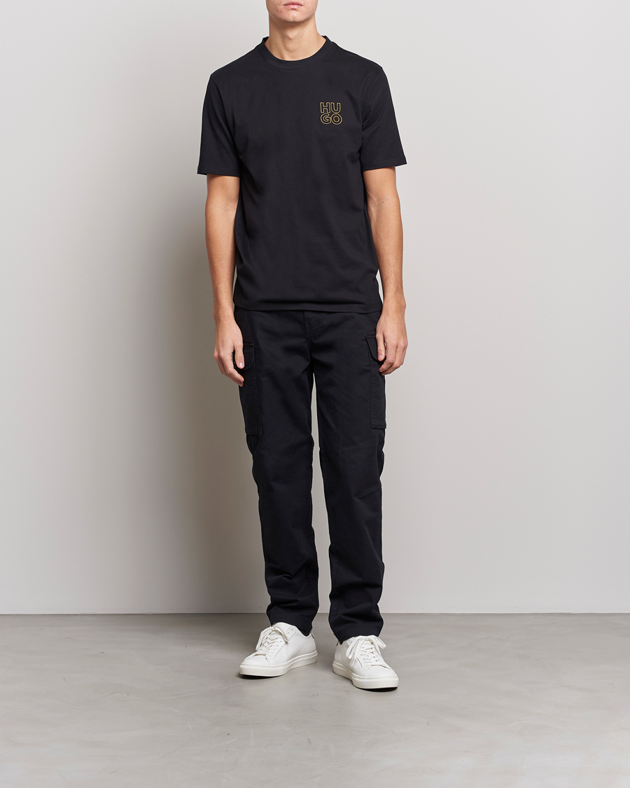Herren | T-Shirts | HUGO | Daiman Logo Crew Neck T-Shirt Black