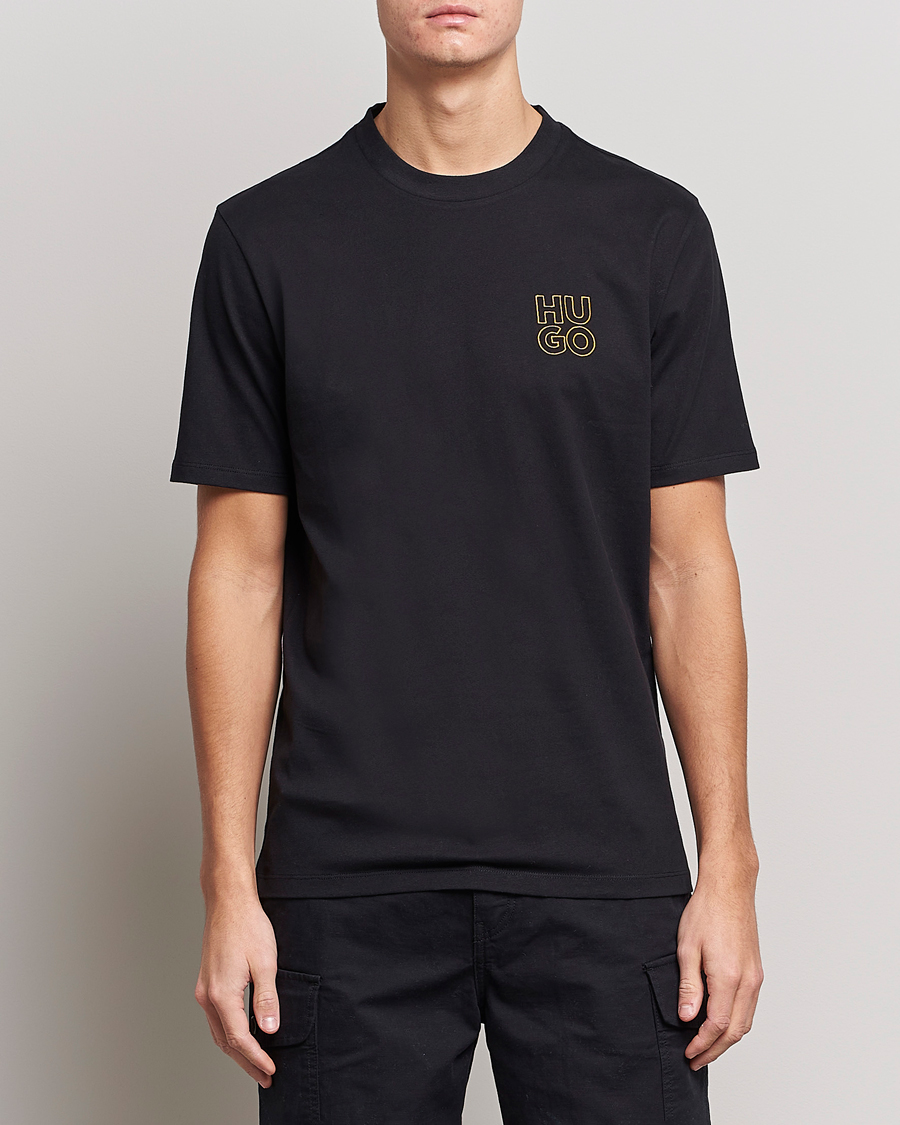 Herren | T-Shirts | HUGO | Daiman Logo Crew Neck T-Shirt Black