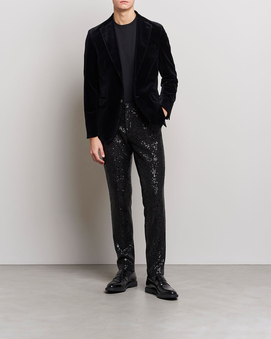 Herren | Hosen | HUGO | Hesten Shiny Tuxedo Trousers Black