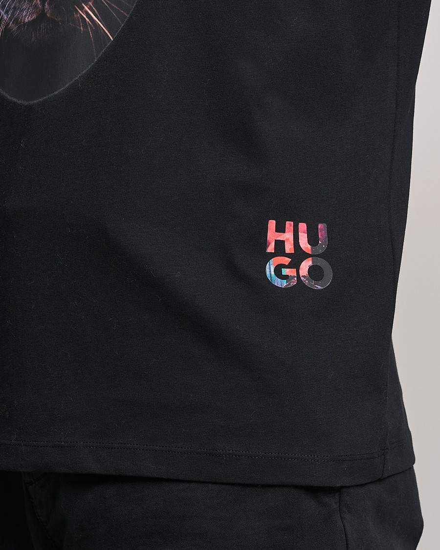Herren | T-Shirts | HUGO | Deetah Logo Crew Neck T-Shirt Black