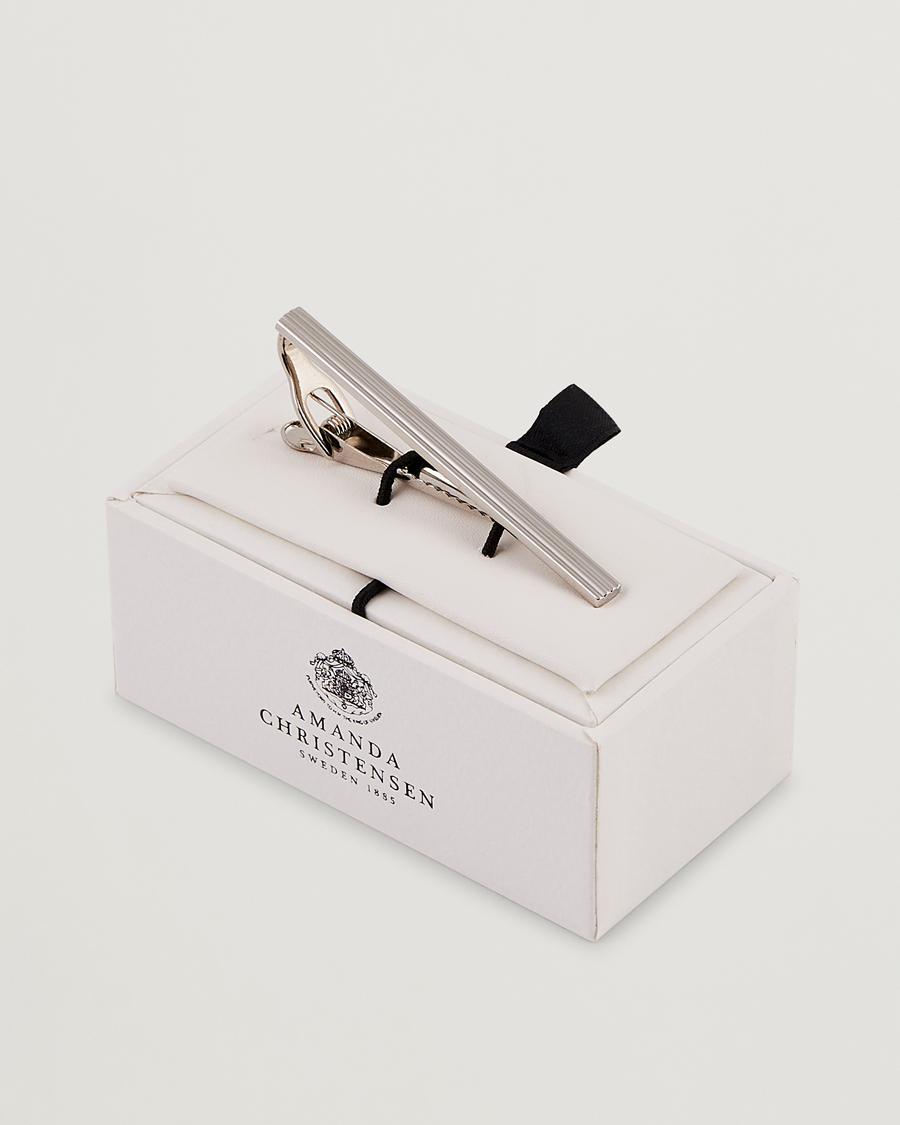 Herren | Krawatten | Amanda Christensen | Ribbed Tie Clip Silver