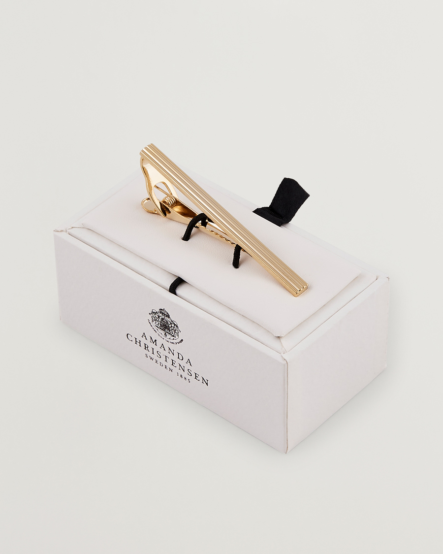Herren | Krawatten | Amanda Christensen | Ribbed Tie Clip Gold