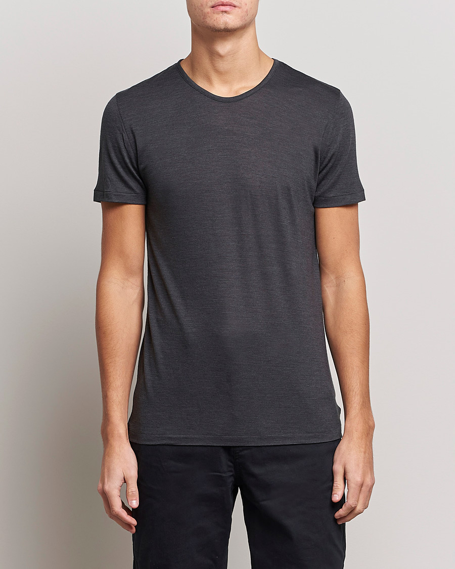 Herren | Zimmerli of Switzerland | Zimmerli of Switzerland | Wool/Silk Crew Neck T-Shirt Charcoal