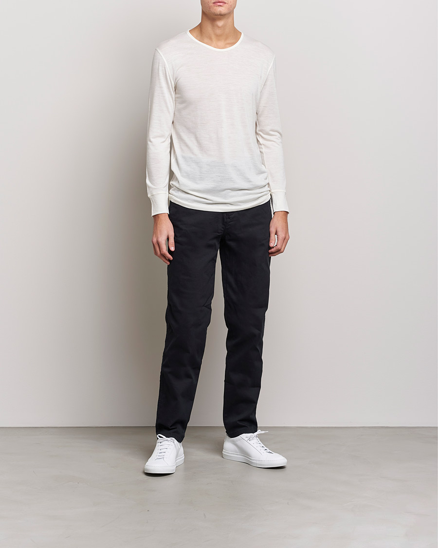 Herren | T-Shirts | Zimmerli of Switzerland | Wool/Silk Long Sleeve T-Shirt Ecru
