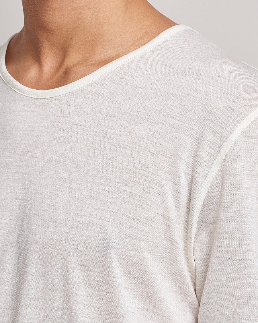 Herren | T-Shirts | Zimmerli of Switzerland | Wool/Silk Long Sleeve T-Shirt Ecru