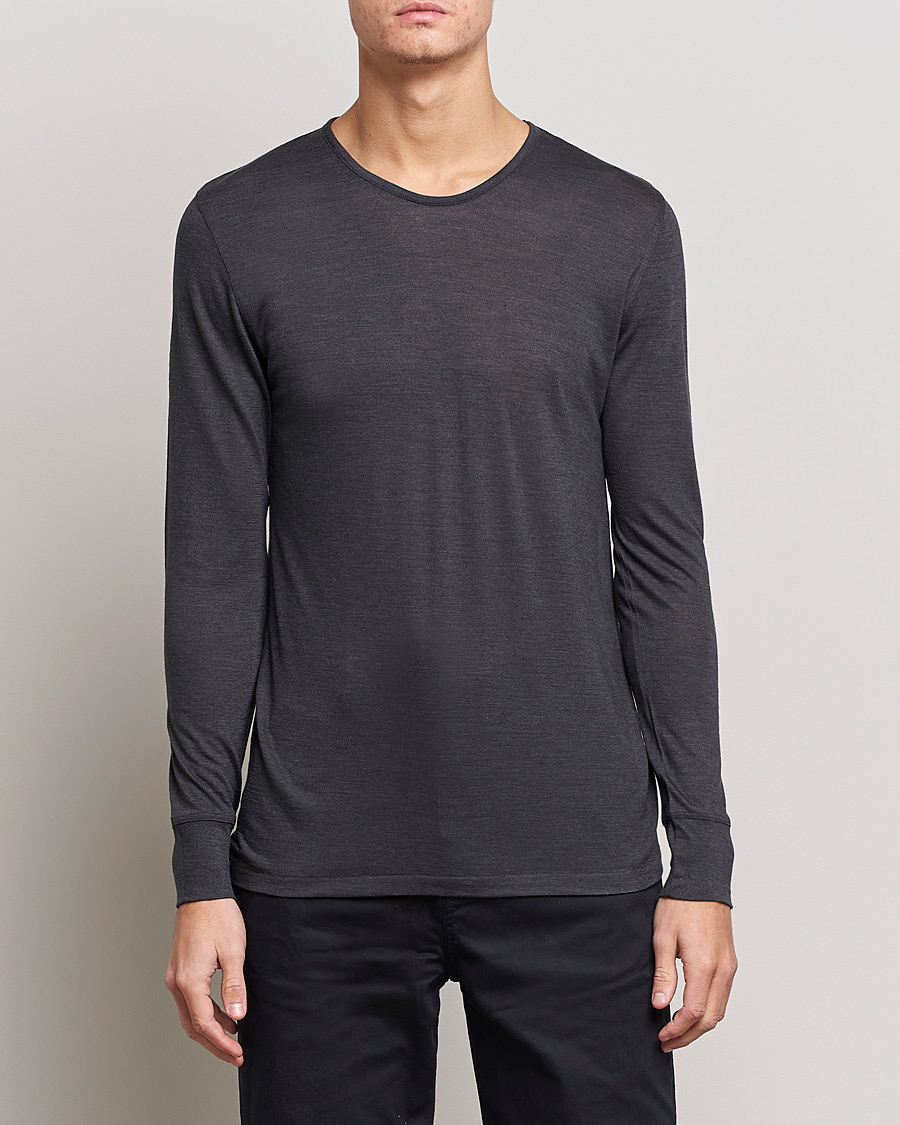 Herren | Zimmerli of Switzerland | Zimmerli of Switzerland | Wool/Silk Long Sleeve T-Shirt Charcoal