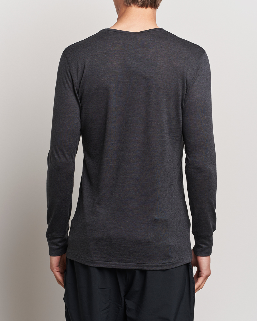 Herren | T-Shirts | Zimmerli of Switzerland | Wool/Silk Long Sleeve T-Shirt Charcoal