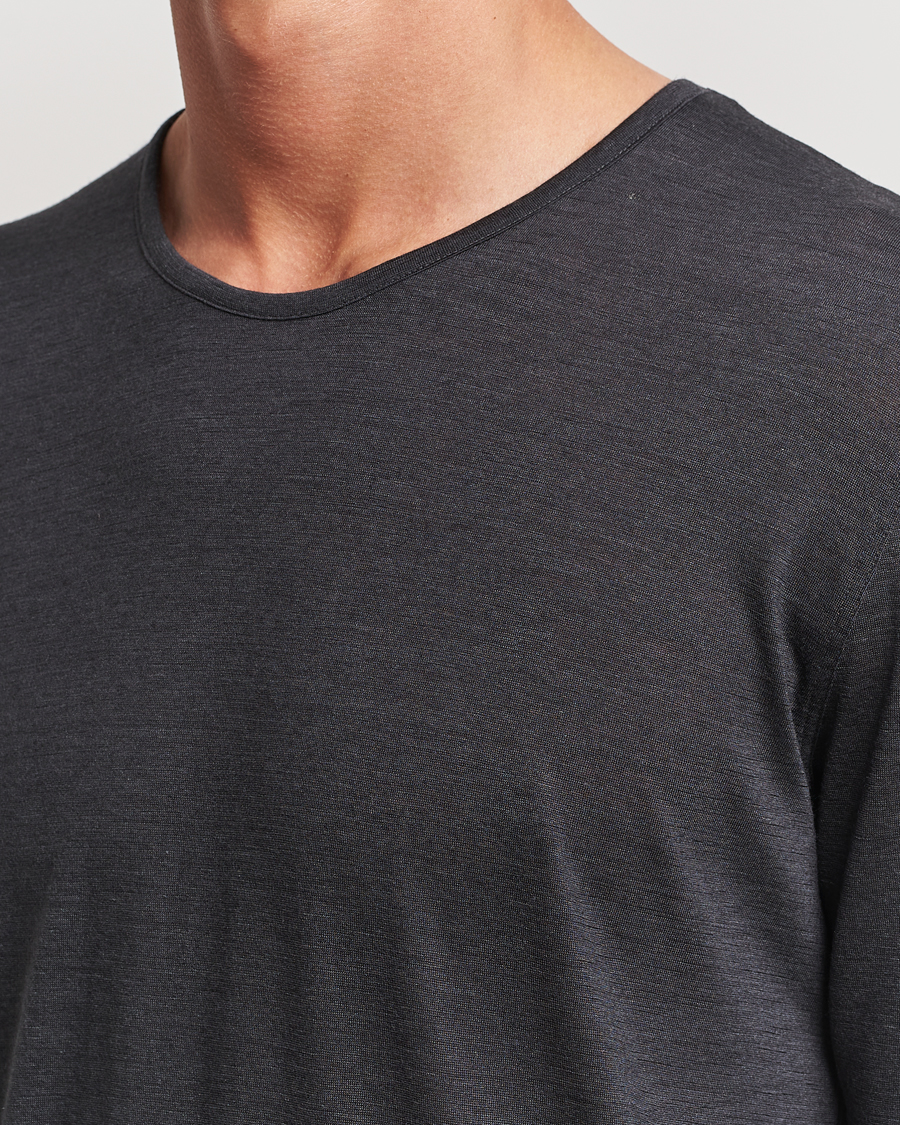 Herren | T-Shirts | Zimmerli of Switzerland | Wool/Silk Long Sleeve T-Shirt Charcoal