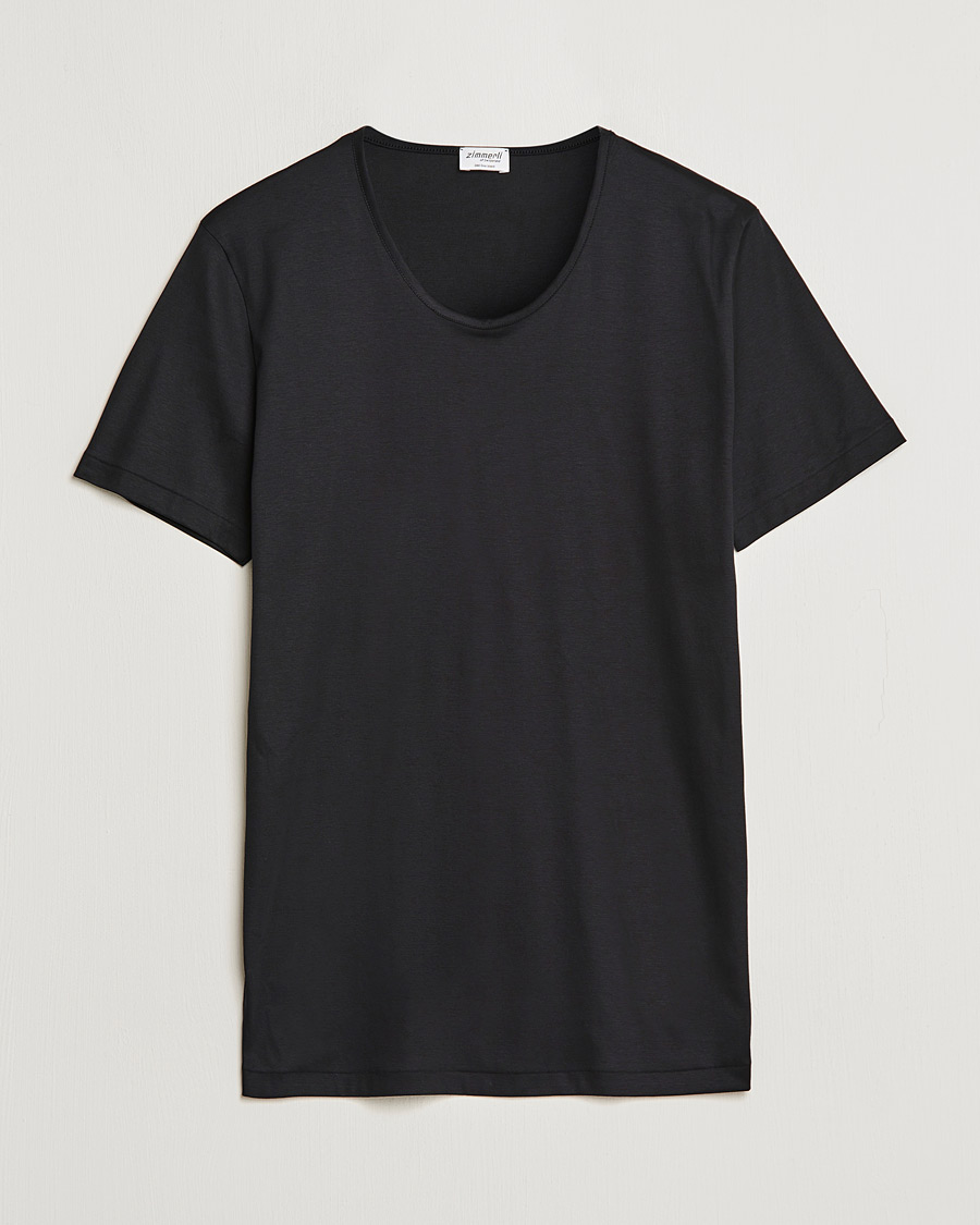 Herren | T-Shirts | Zimmerli of Switzerland | Sea Island Cotton Crew Neck T-Shirt Black