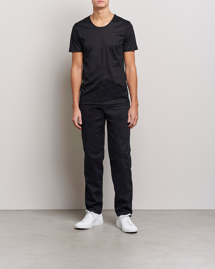 Herren |  | Zimmerli of Switzerland | Sea Island Cotton Crew Neck T-Shirt Black