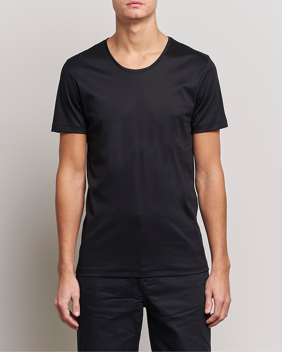 Herren | T-Shirts | Zimmerli of Switzerland | Sea Island Cotton Crew Neck T-Shirt Black