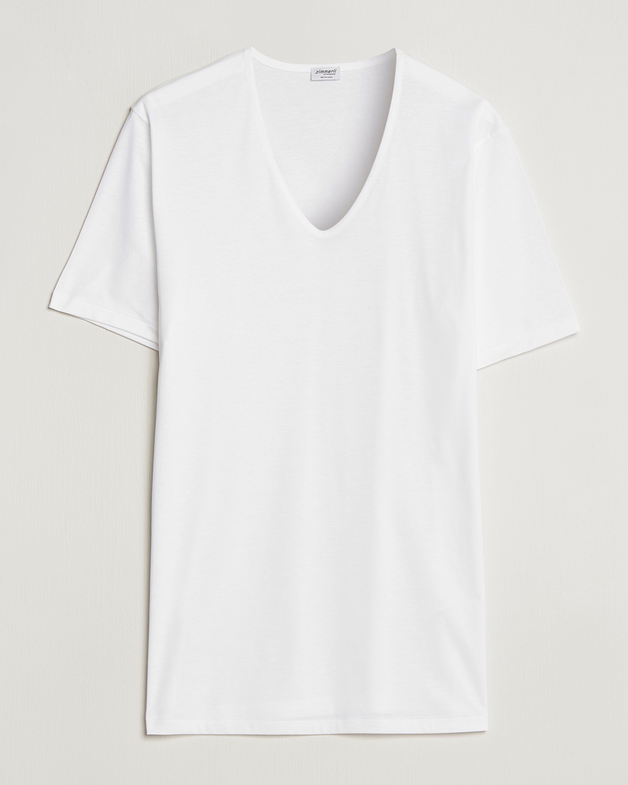 Herren |  | Zimmerli of Switzerland | Sea Island Cotton V-Neck T-Shirt White