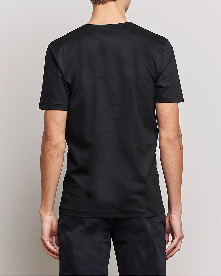 Herren | T-Shirts | Zimmerli of Switzerland | Sea Island Cotton V-Neck T-Shirt Black