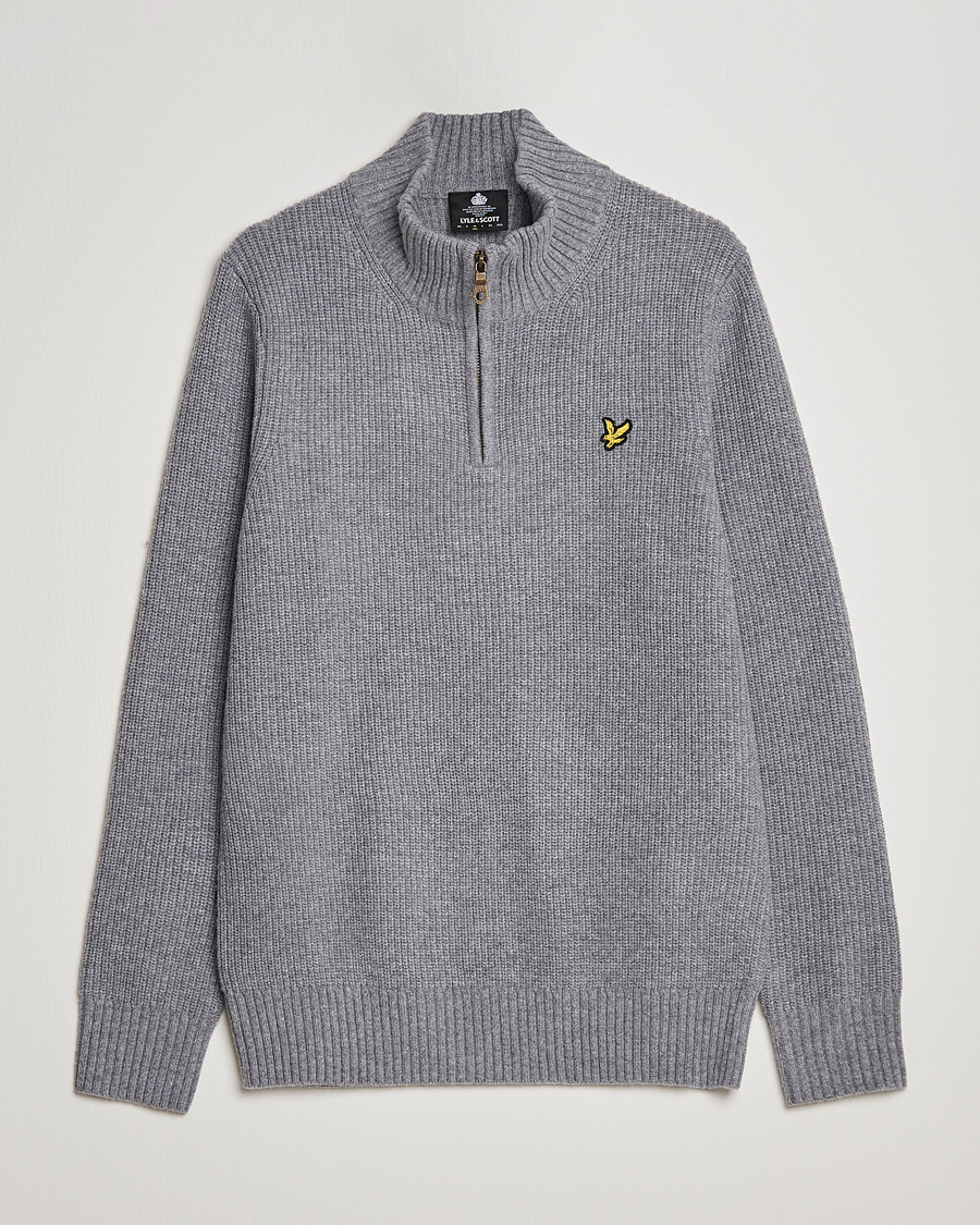 Herren | Pullover | Lyle & Scott | Ribbed Quarter Zip Sweater Grey Marl