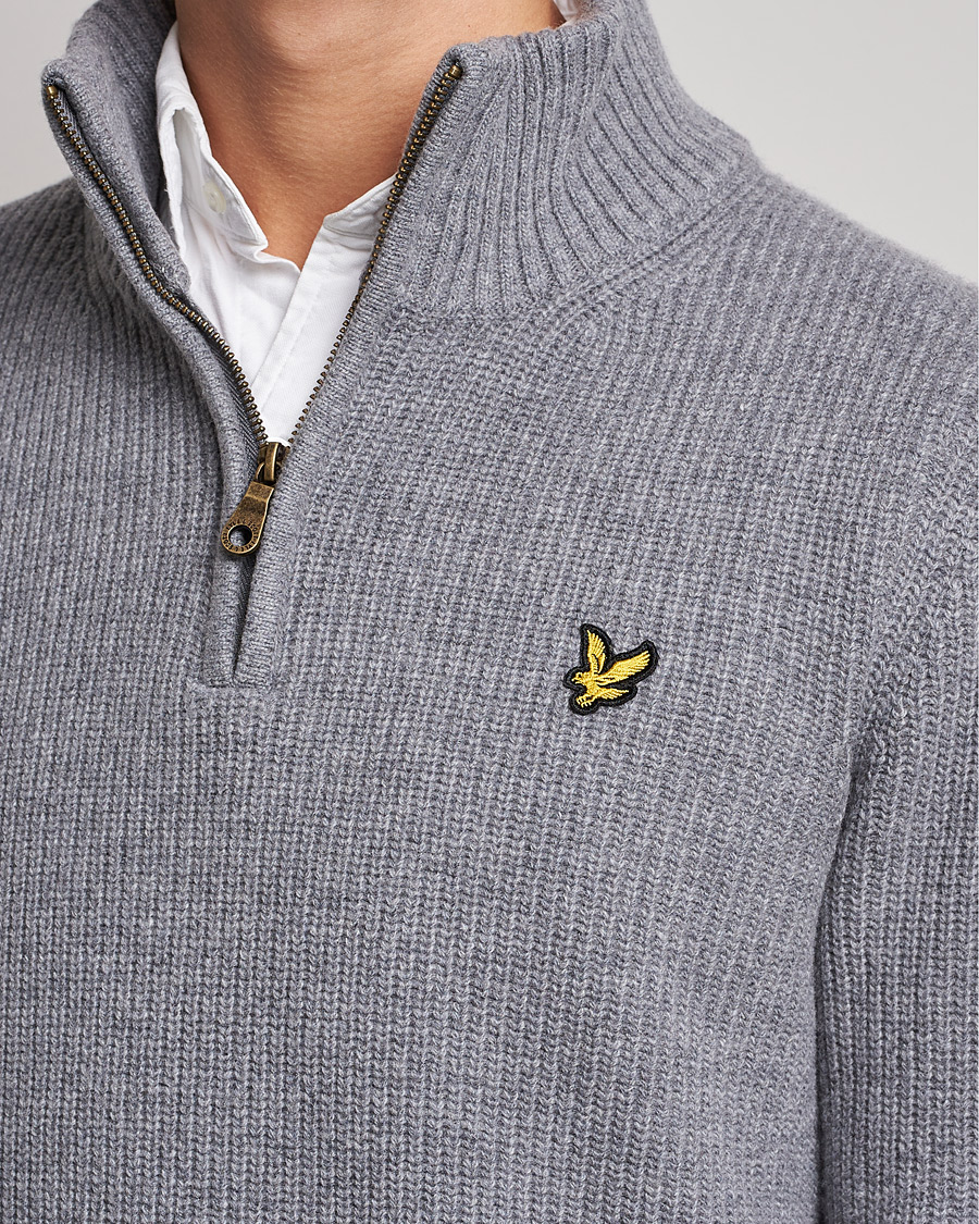 Herren | Pullover | Lyle & Scott | Ribbed Quarter Zip Sweater Grey Marl