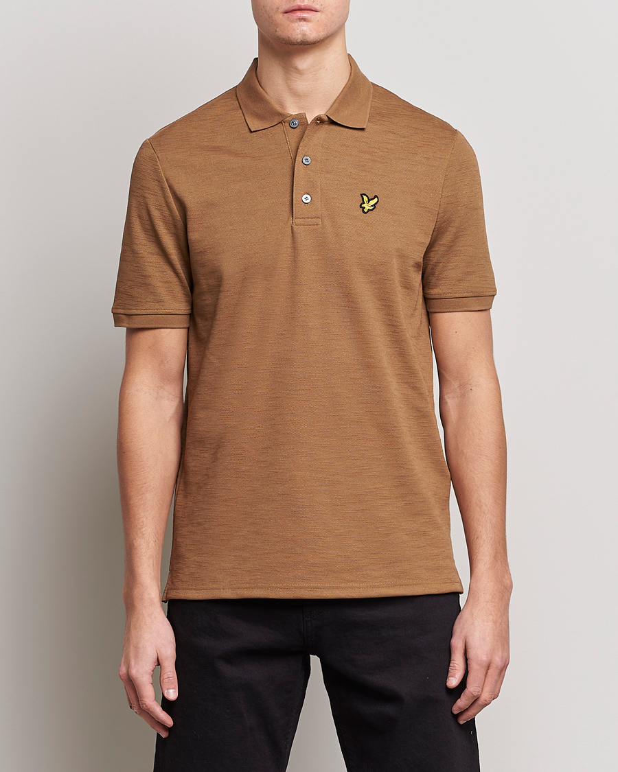 Herren |  | Lyle & Scott | Chunky Slub Pique Polo Camel Bronze
