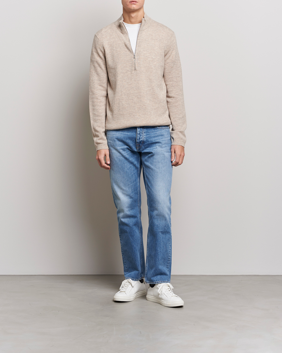 Herren | Pullover | Tiger of Sweden | Owain Merino Half Zip Sweater Dark White