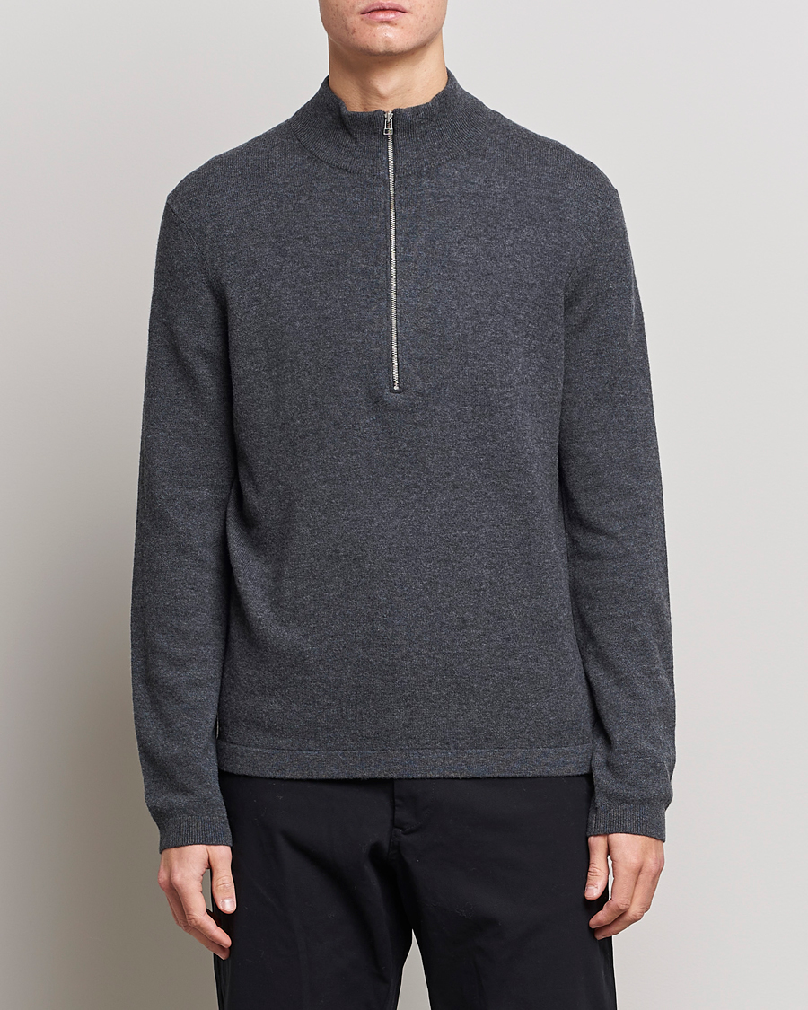 Herren |  | Tiger of Sweden | Owain Merino Half Zip Sweater Dark Grey Mel