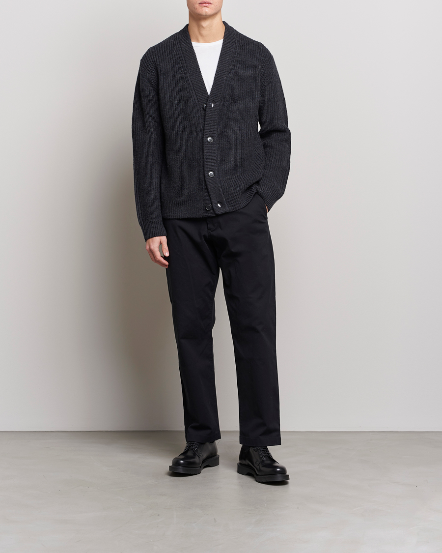 Herren | Pullover | Tiger of Sweden | Reiner Wool Cardigan Dark Grey Mel