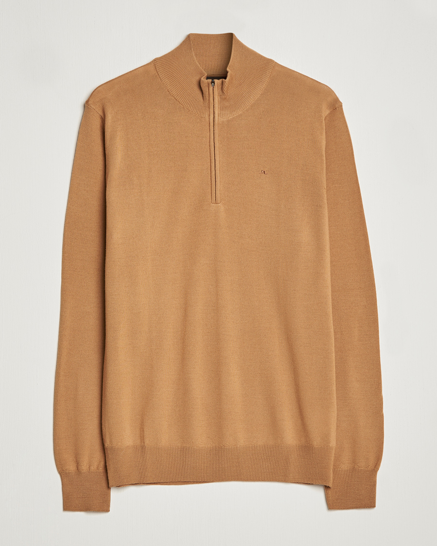 Herren | Pullover | J.Lindeberg | Kian Quarter Zip Merino Sweater Chipmunk
