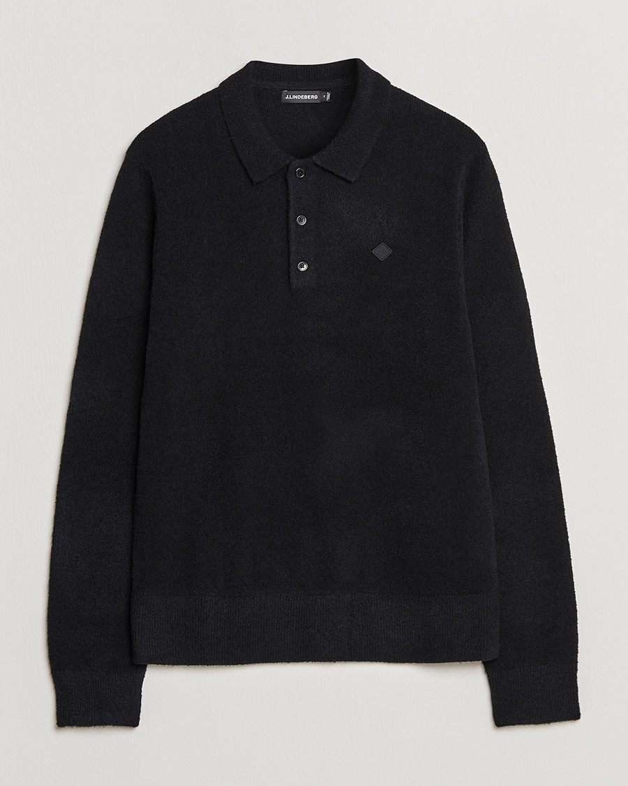 Herren | Pullover | J.Lindeberg | Yann Merino Logo PoloShirt Black