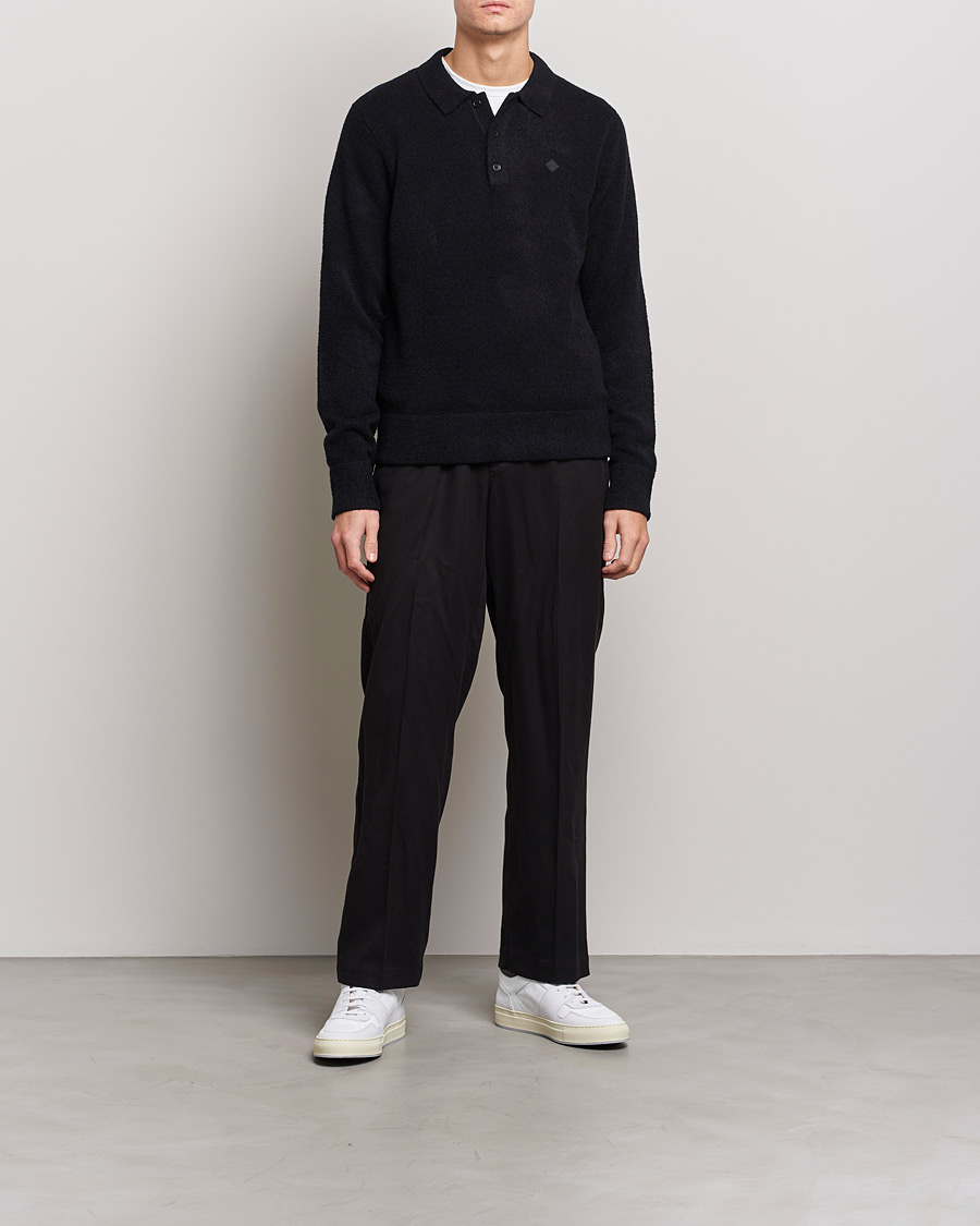 Herren | Pullover | J.Lindeberg | Yann Merino Logo PoloShirt Black