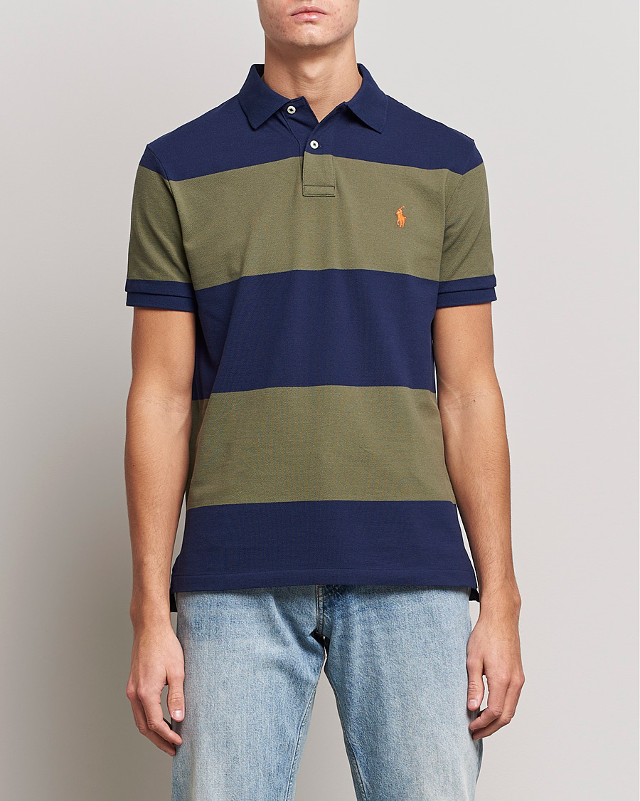 Herren |  | Polo Ralph Lauren | Custom Slim Fit Barstriped Polo Navy/Dark Sage