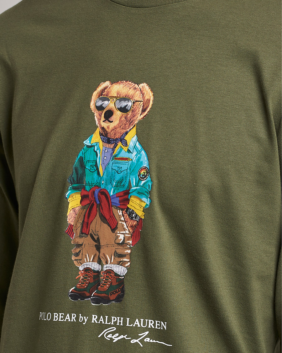 Herren | T-Shirts | Polo Ralph Lauren | Printed Bear Crew Neck Long Sleeve T-Shirt Dark Sage