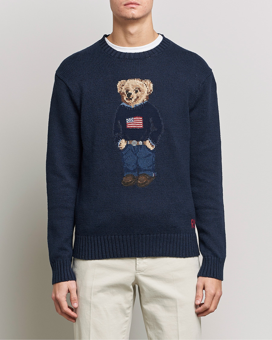 Herren | Weihnachtspullover | Polo Ralph Lauren | Flag Bear Knitted Sweater Navy